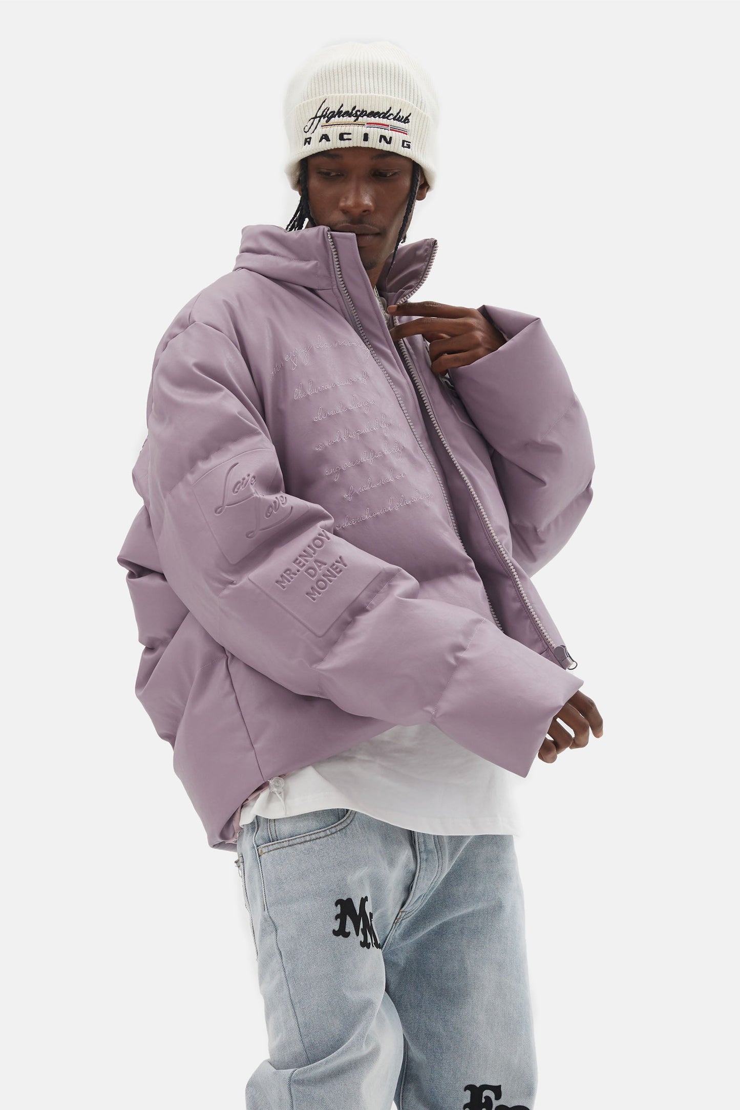 MEDM 마이크로파이버 가죽 푸퍼 재킷