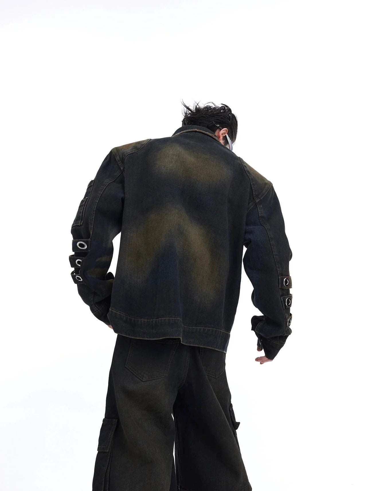 Retro Distressed Denim Suit with Wasteland Jacket and Cargo Pants