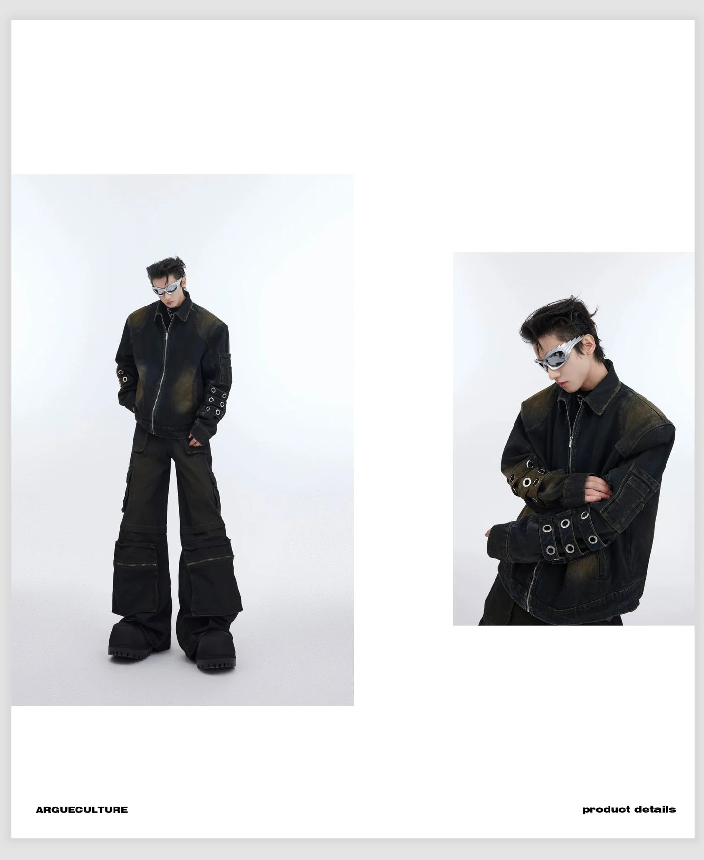 Retro Distressed Denim Suit with Wasteland Jacket and Cargo Pants