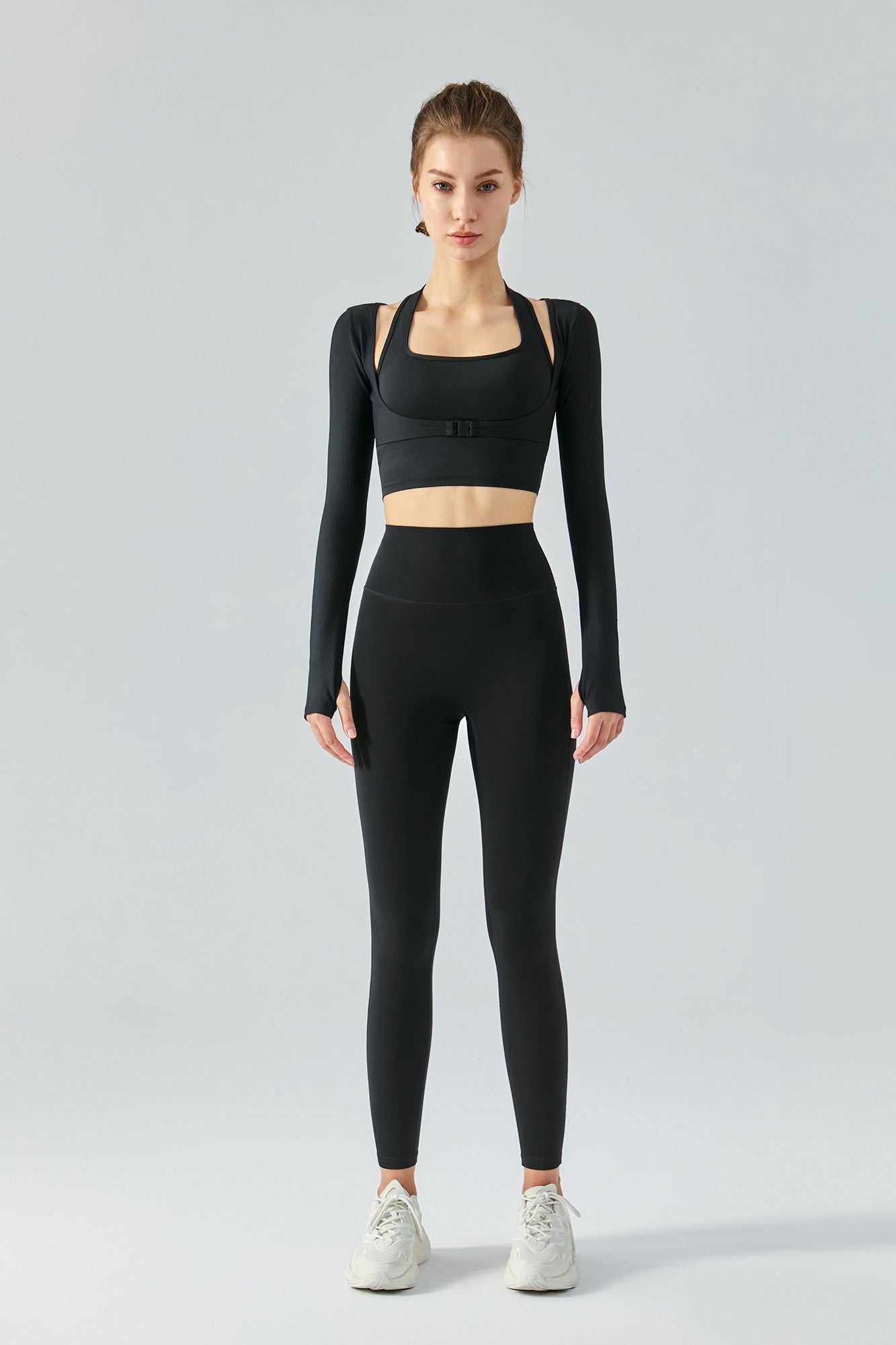 Ribbed Halter Crop Top & Leggings Activewear Set