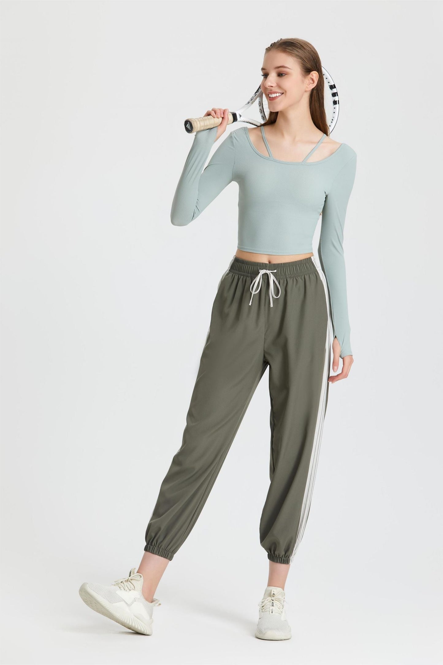 Ribbed Long Sleeve Top with Built-In Bra