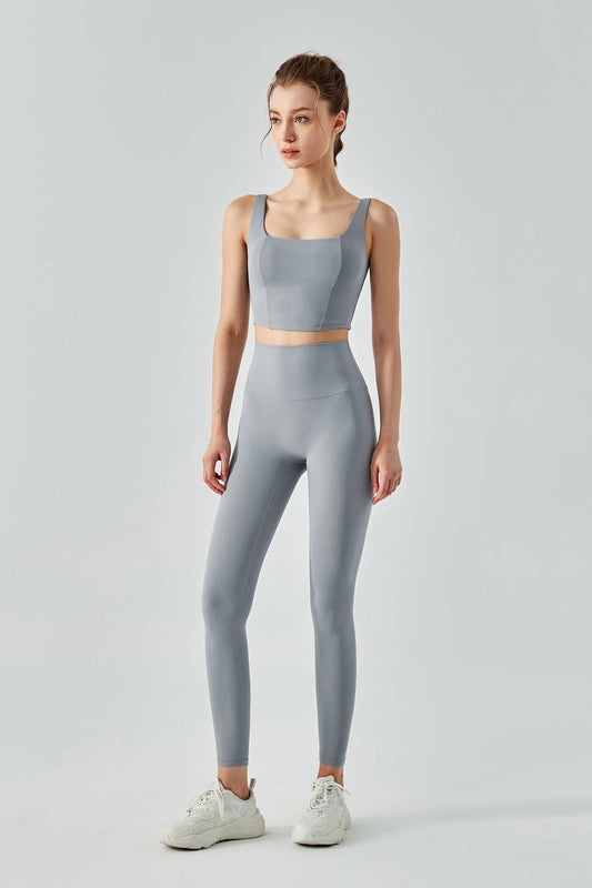 Seamed Crop Corset Top & Leggings Activewear Set