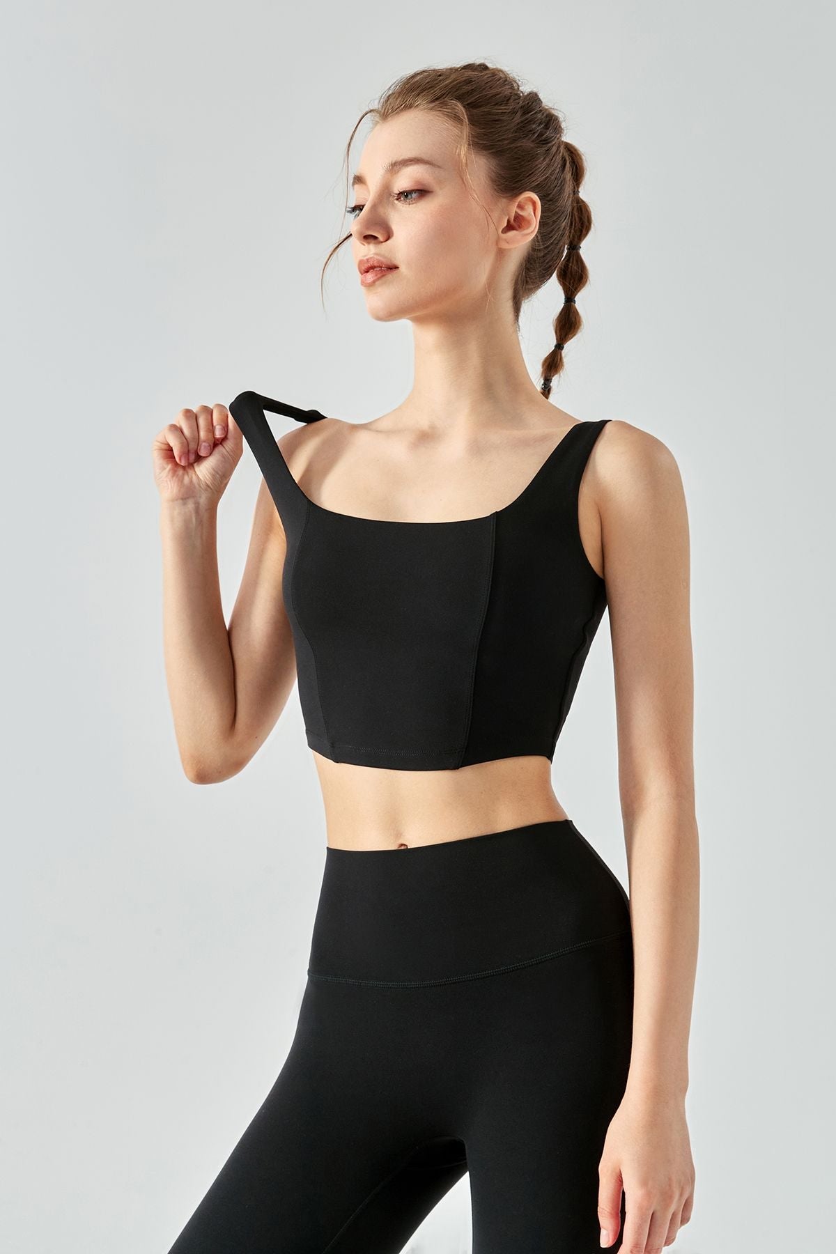 Seamed Crop Corset Top & Leggings Activewear Set