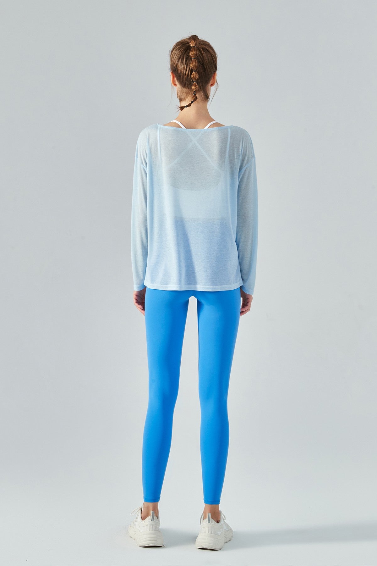 Sheer Mesh Boatneck Long Sleeve Tops