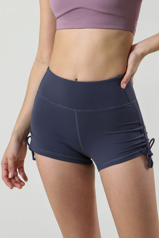 Side Drawstring Ruched Mini Shorts