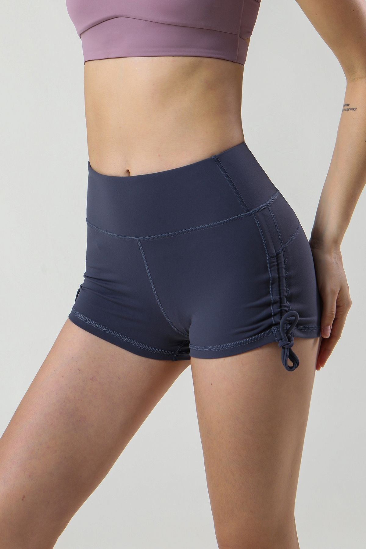 Side Drawstring Ruched Mini Shorts