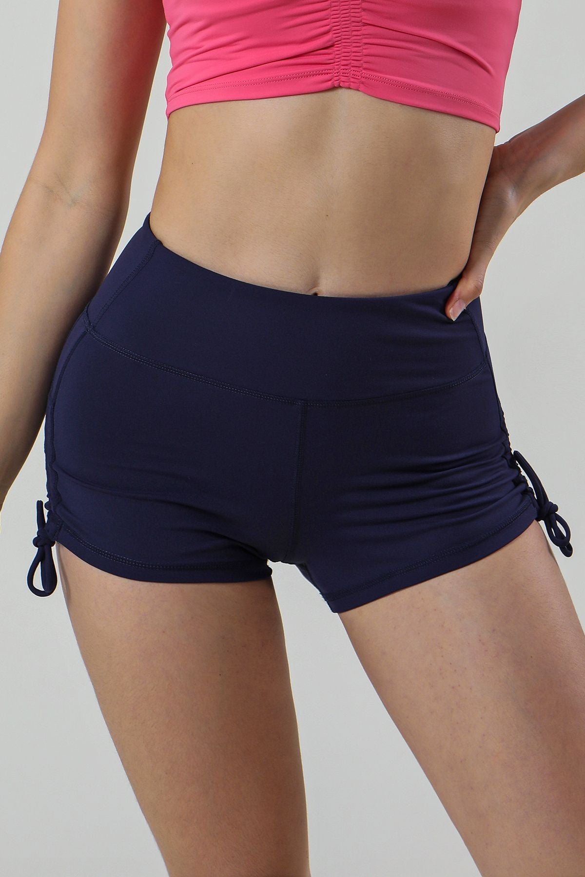 Side Drawstring Ruched Mini Shorts