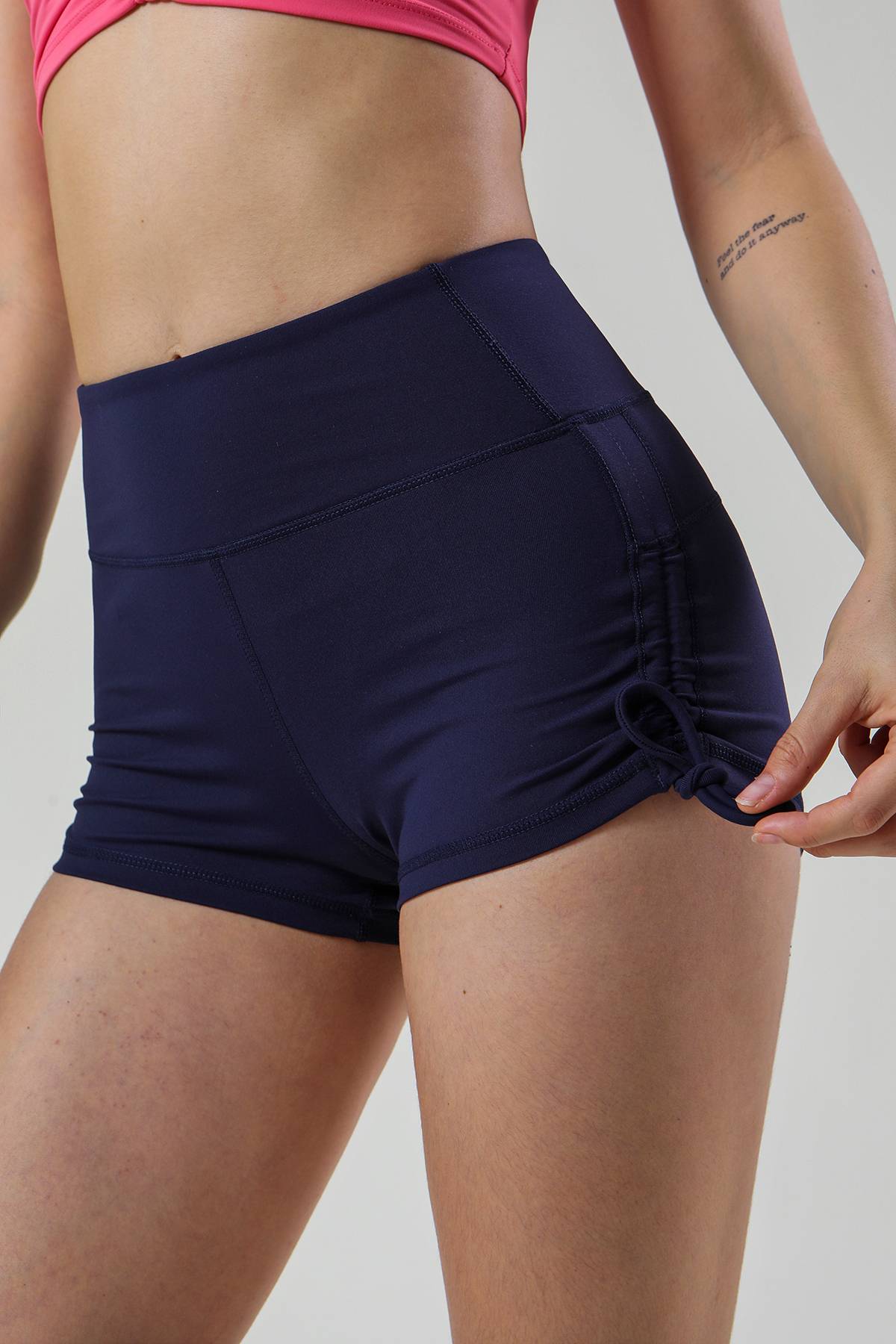 Side Drawstring Ruched Mini Shorts