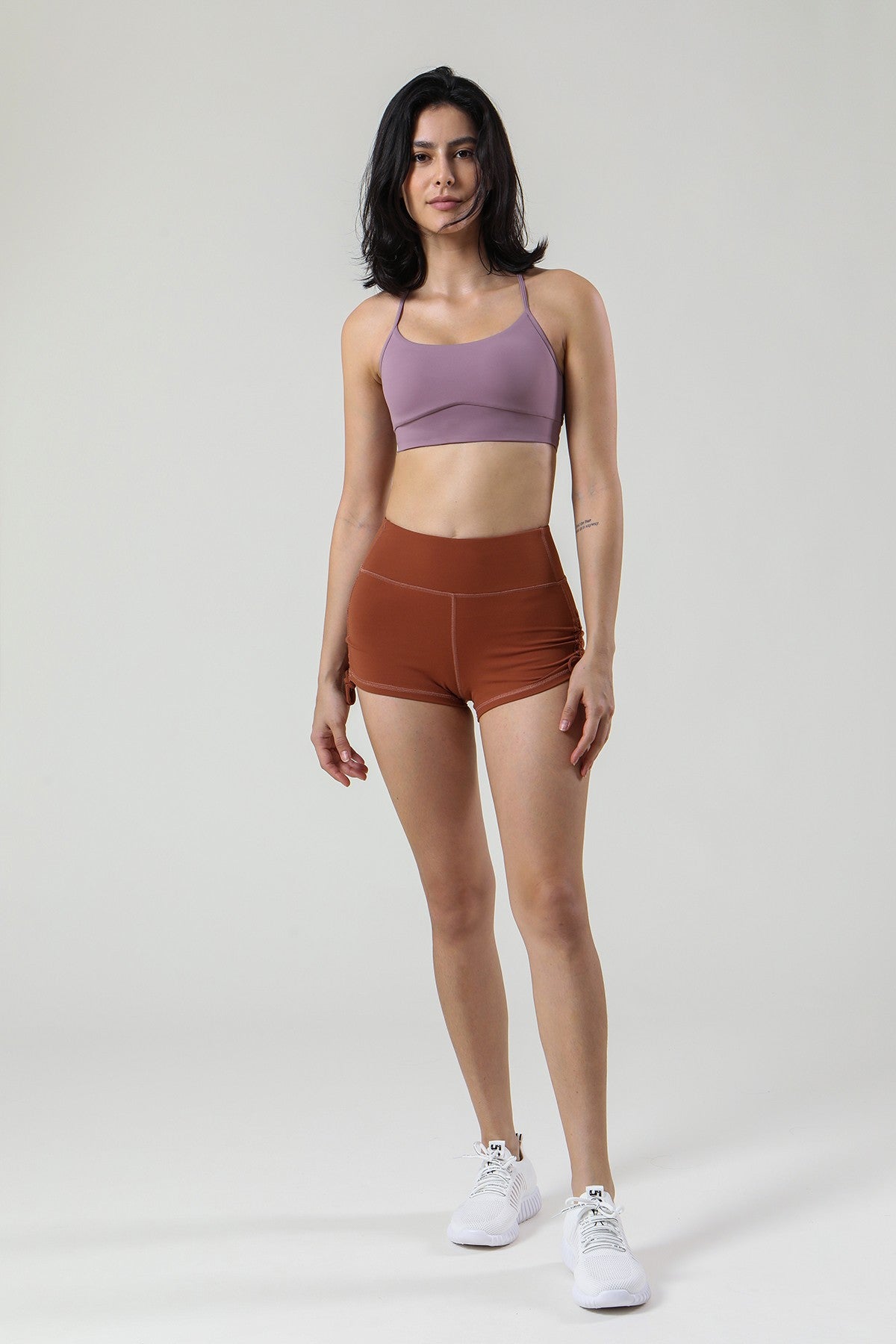 Side Drawstring Ruched Mini Shorts