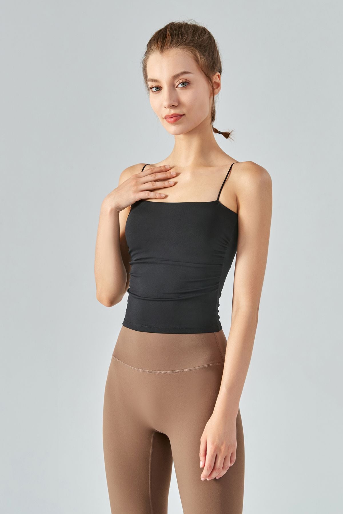 Side Ruched Camisole with Built In Bra