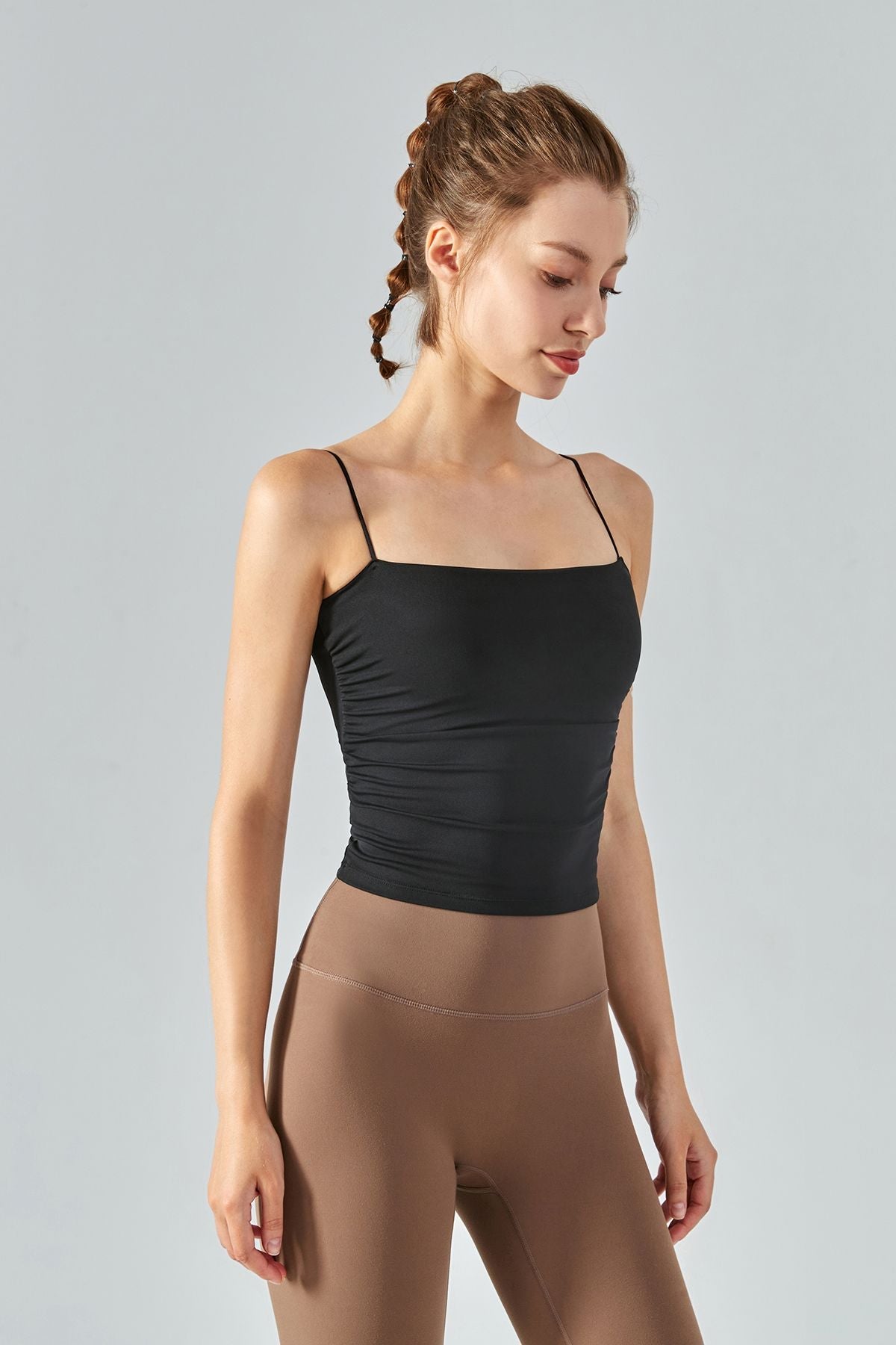 Side Ruched Camisole with Built In Bra