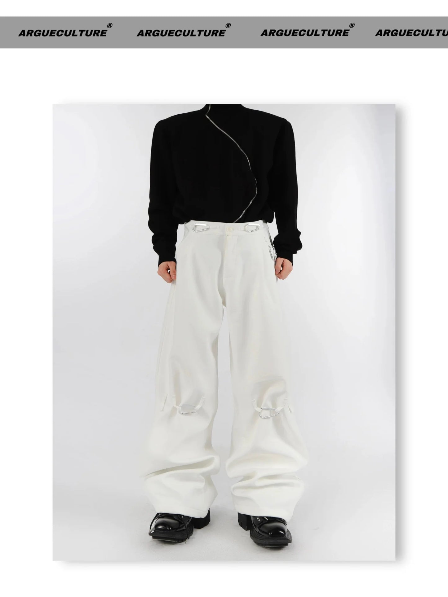 Simplicity Casual Pants with Metal Carabiner Clasp Design