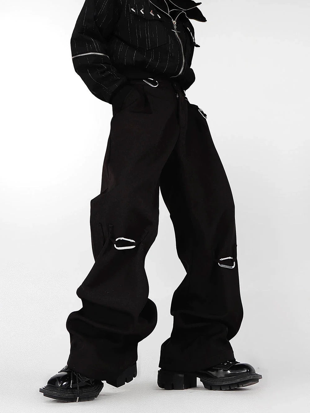 Simplicity Casual Pants with Metal Carabiner Clasp Design