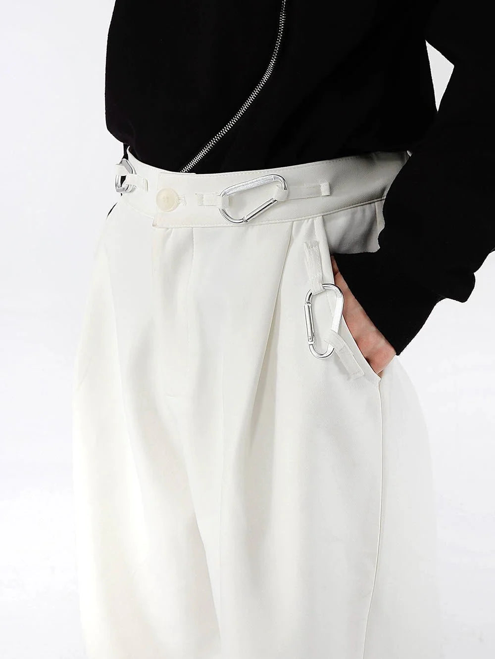 Simplicity Casual Pants with Metal Carabiner Clasp Design