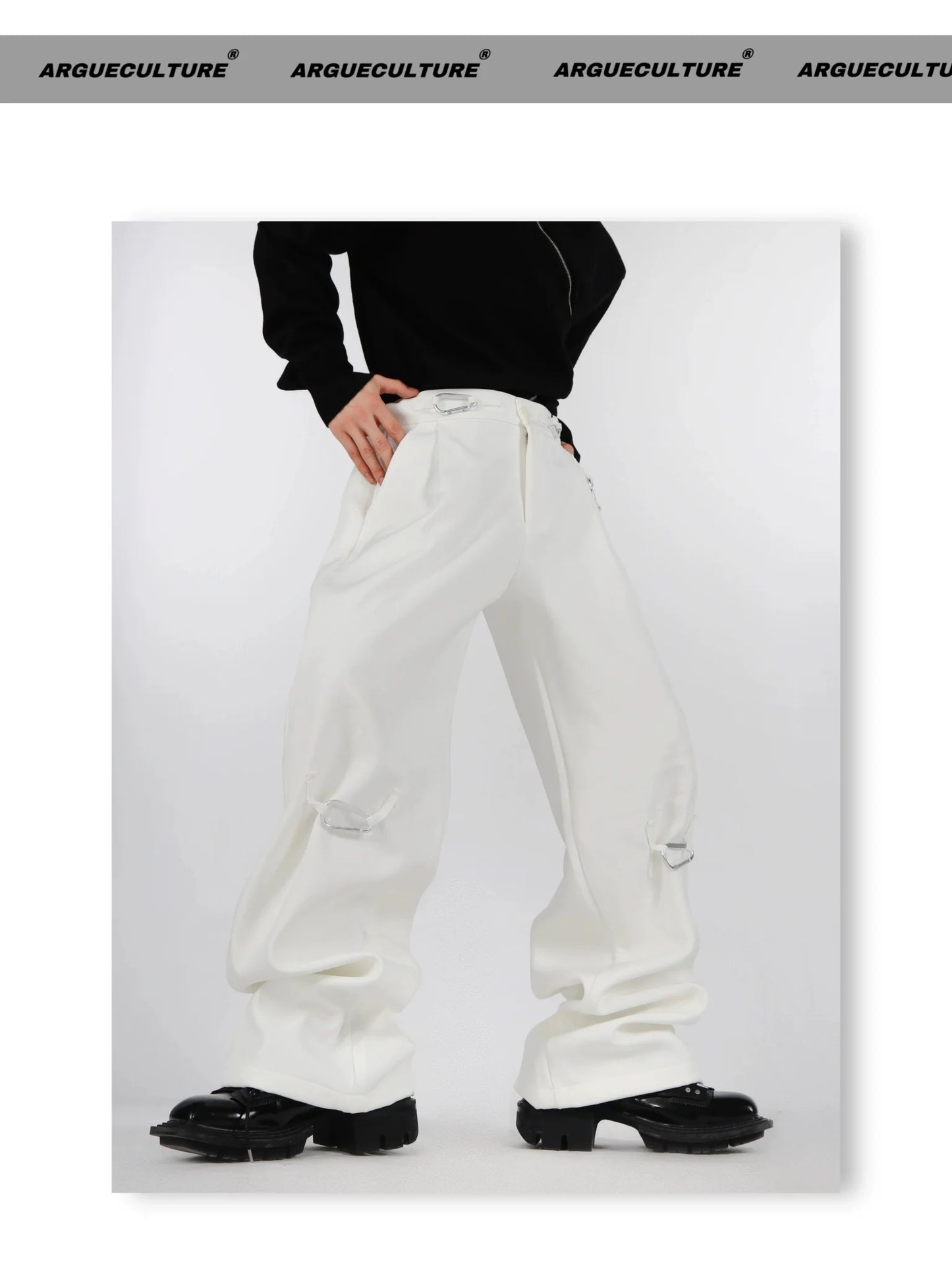 Simplicity Casual Pants with Metal Carabiner Clasp Design