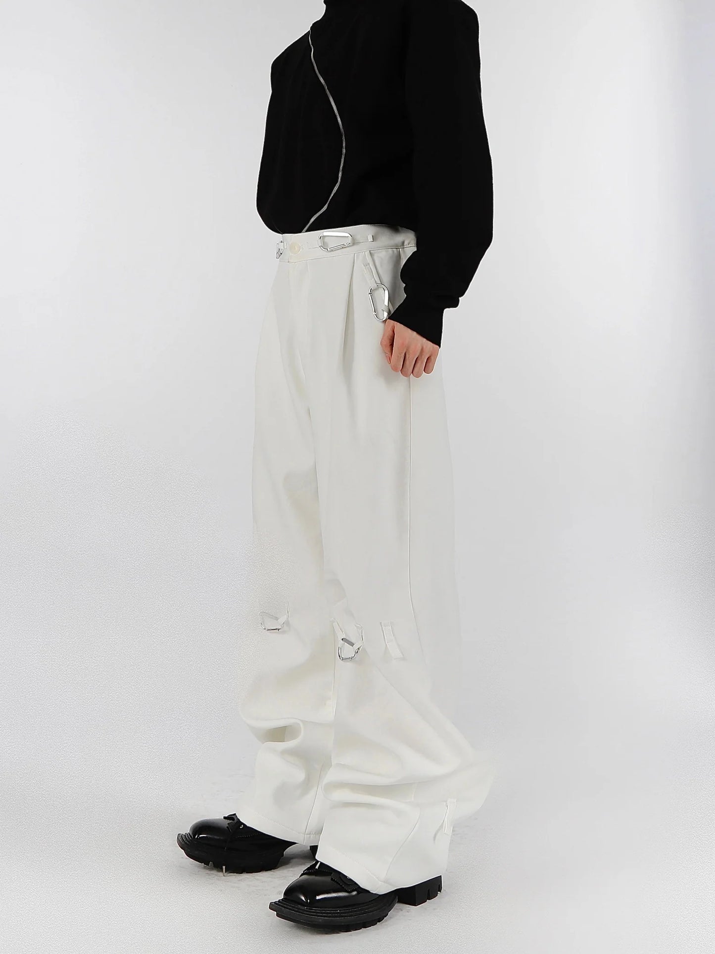 Simplicity Casual Pants with Metal Carabiner Clasp Design