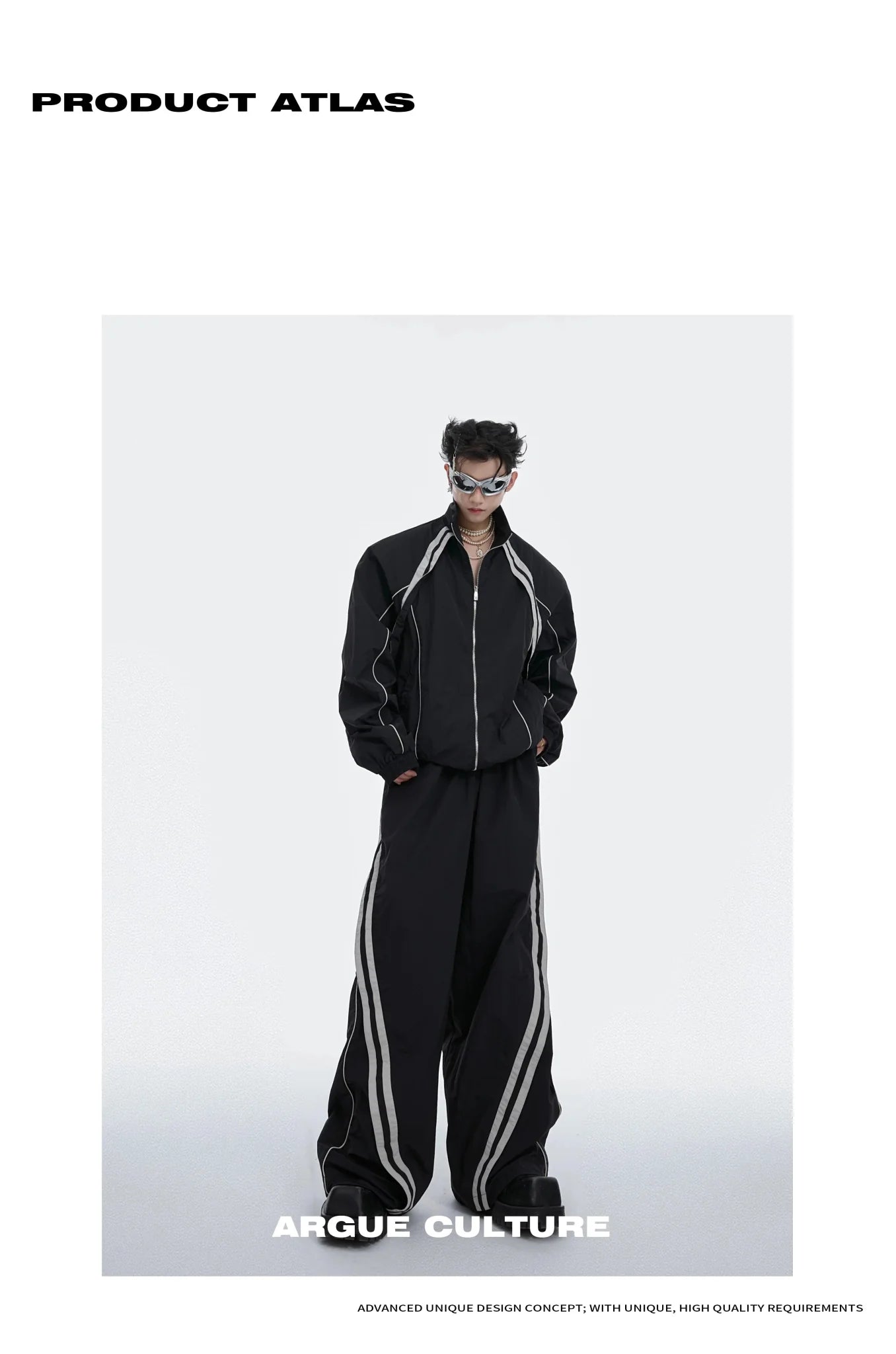 Sporty Racing Stripe Color Block Loose Fit Track Suit with Deconstructed