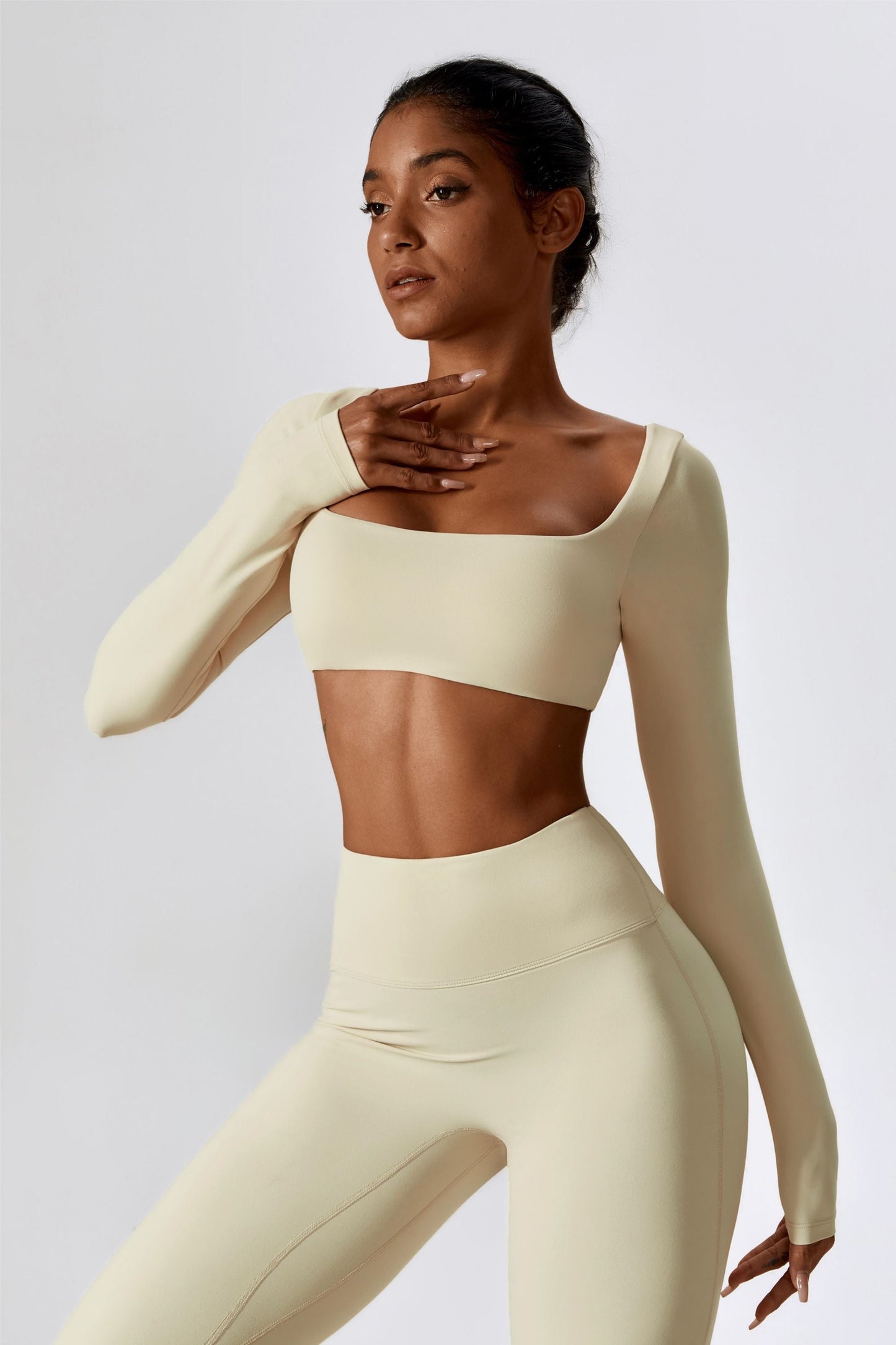 Square-Neck Integrated Bra Crop Top