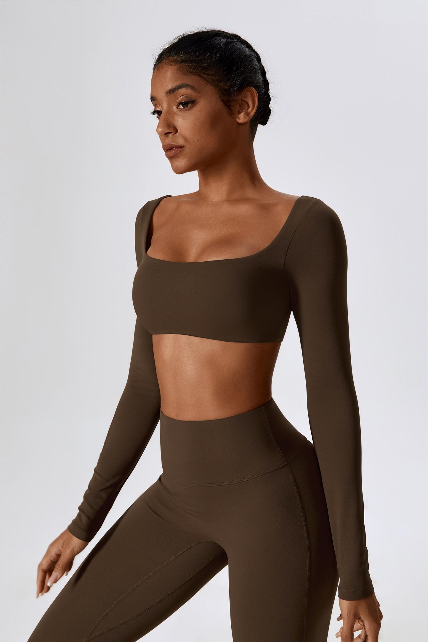 Square-Neck Integrated Bra Crop Top