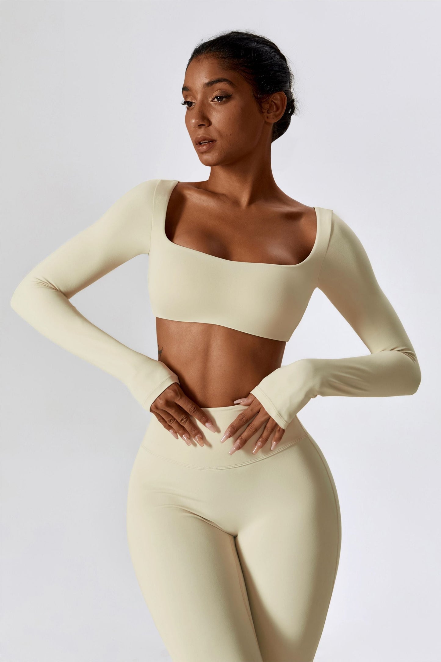 Square-Neck Integrated Bra Crop Top