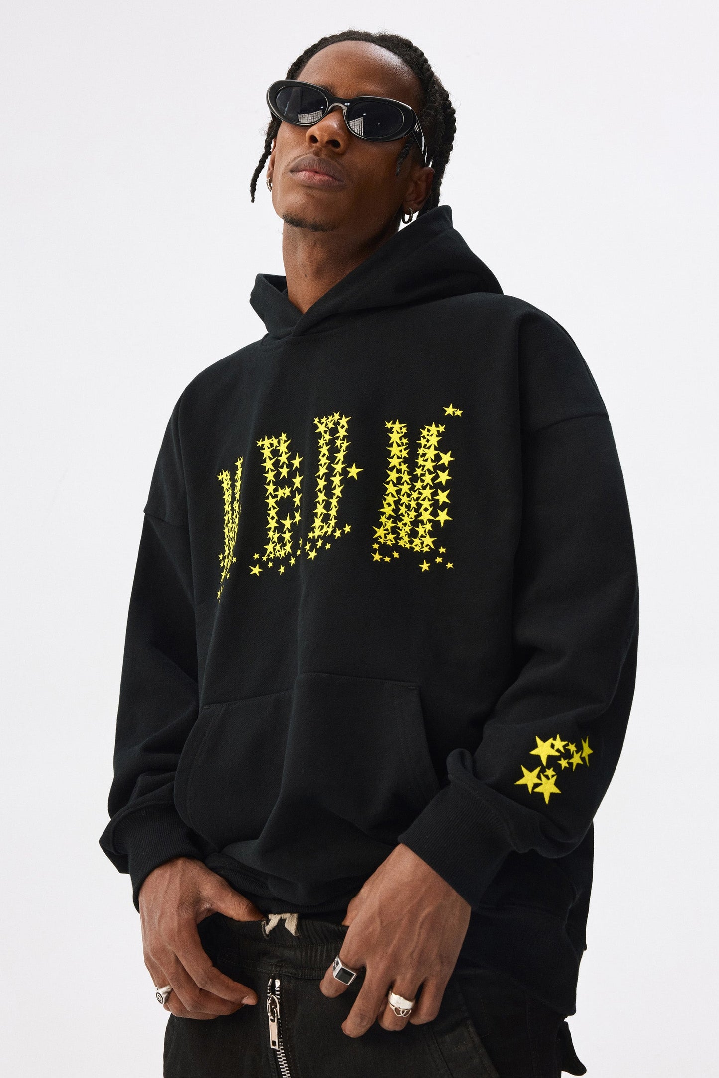 MEDM 스타 자수 로고 후디