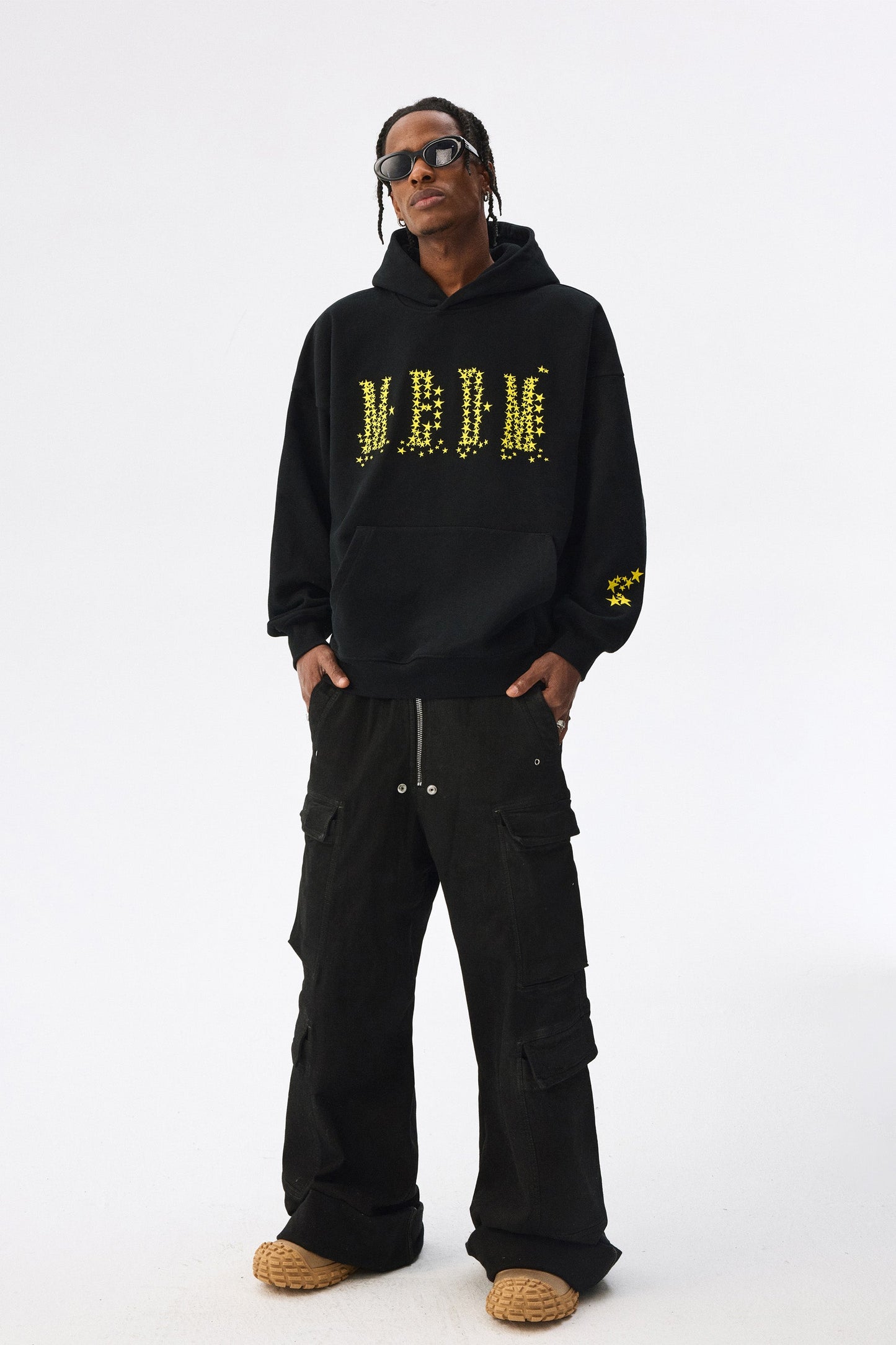 MEDM 스타 자수 로고 후디