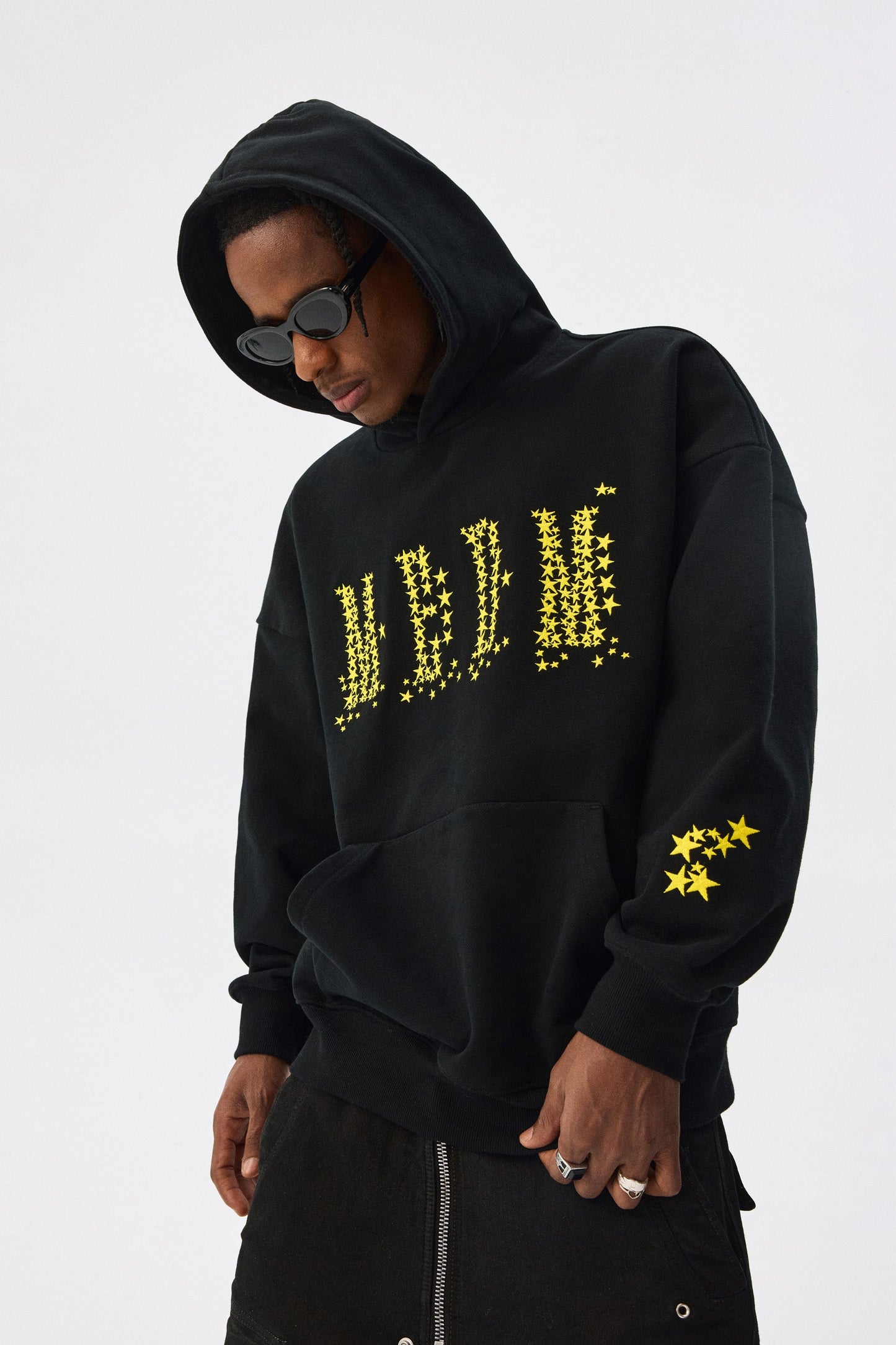 MEDM 스타 자수 로고 후디