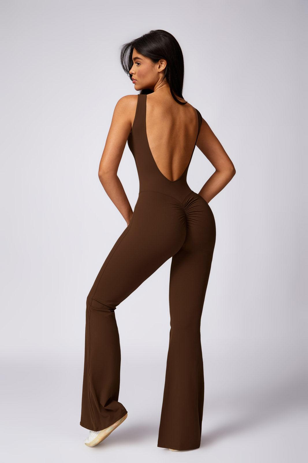 Stella Flared Jumpsuit - Taupe