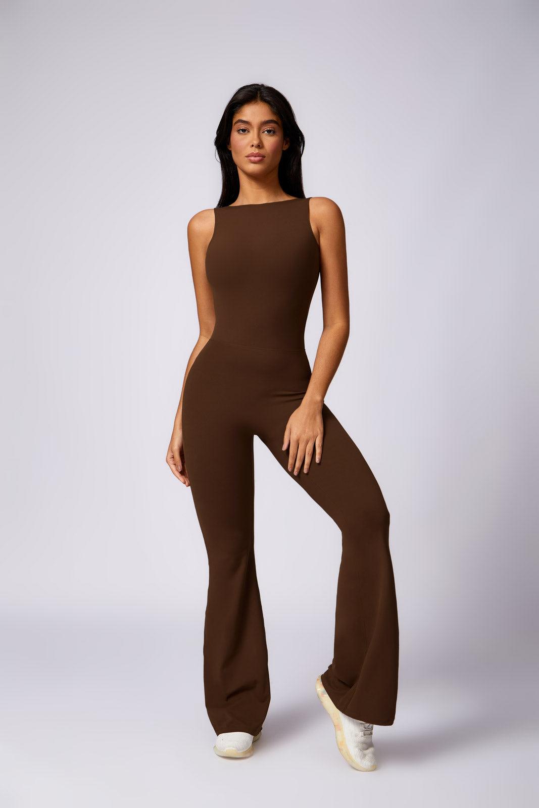 Stella Flared Jumpsuit - Taupe