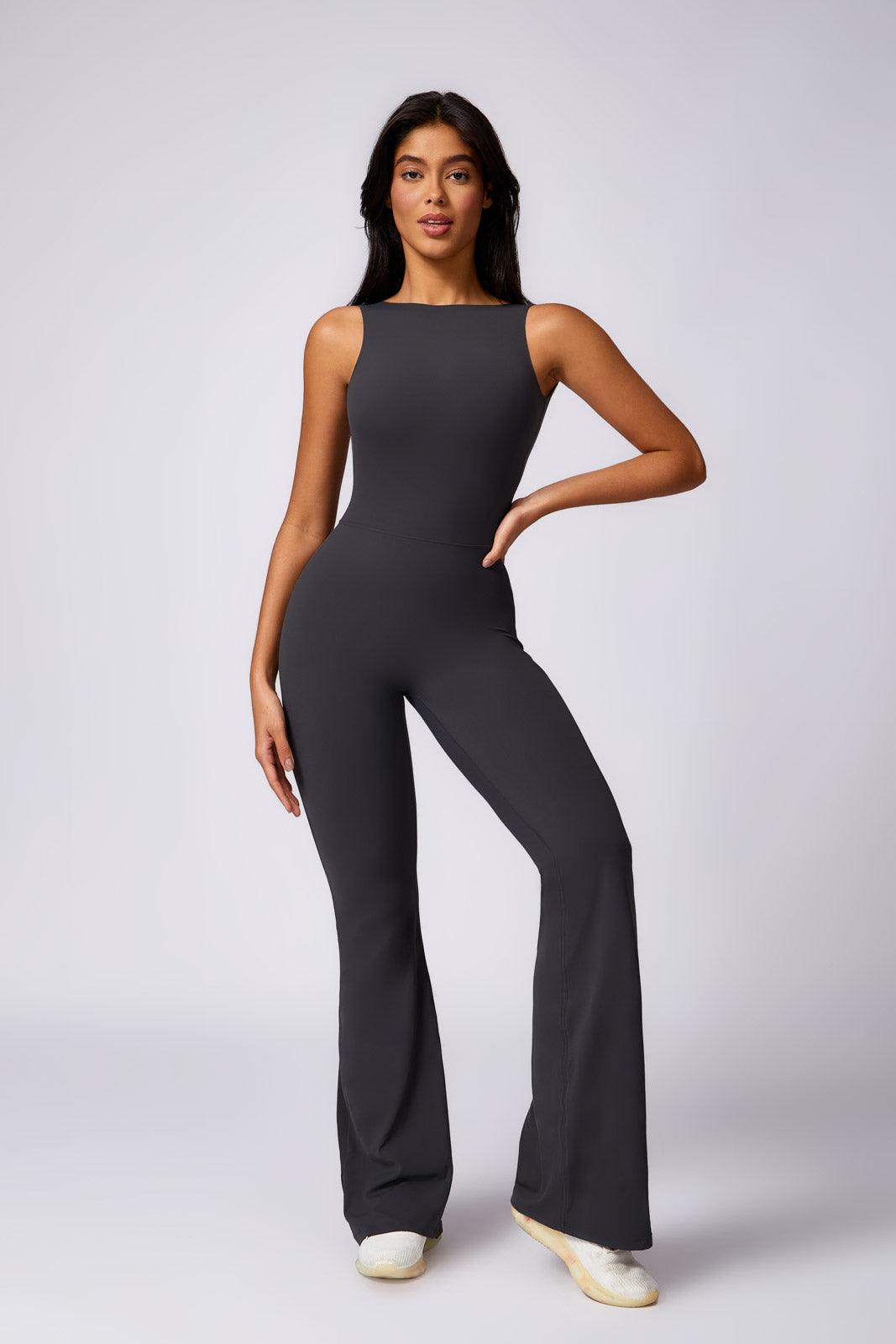 Stella Flared Jumpsuit - Charcoal