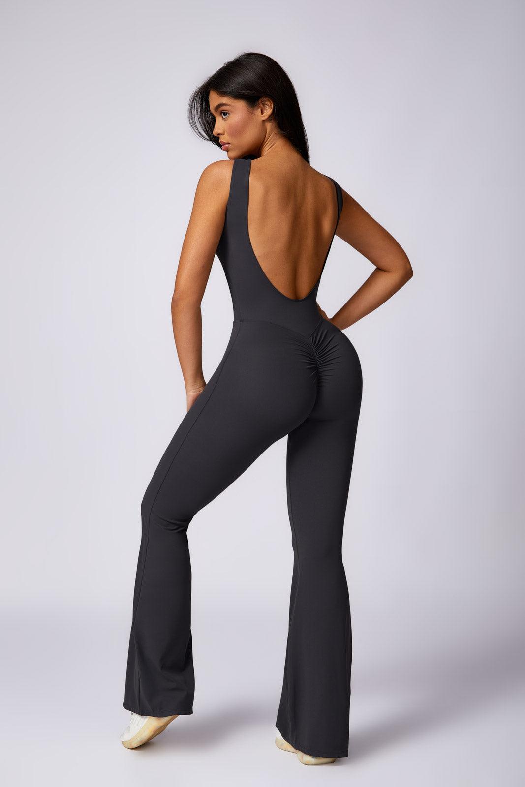 Stella Flared Jumpsuit - Charcoal