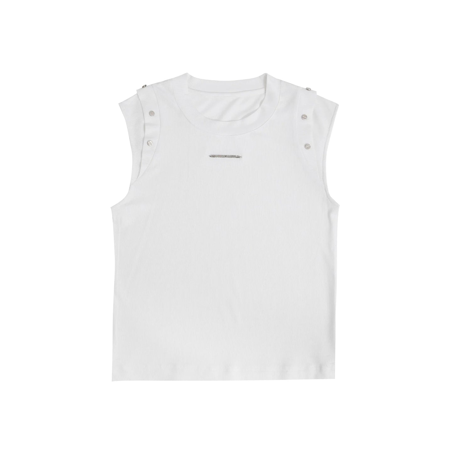 Street Hip-Hop Sheen Slim-Fit Tank Top with Sequin & Metallic Buttons