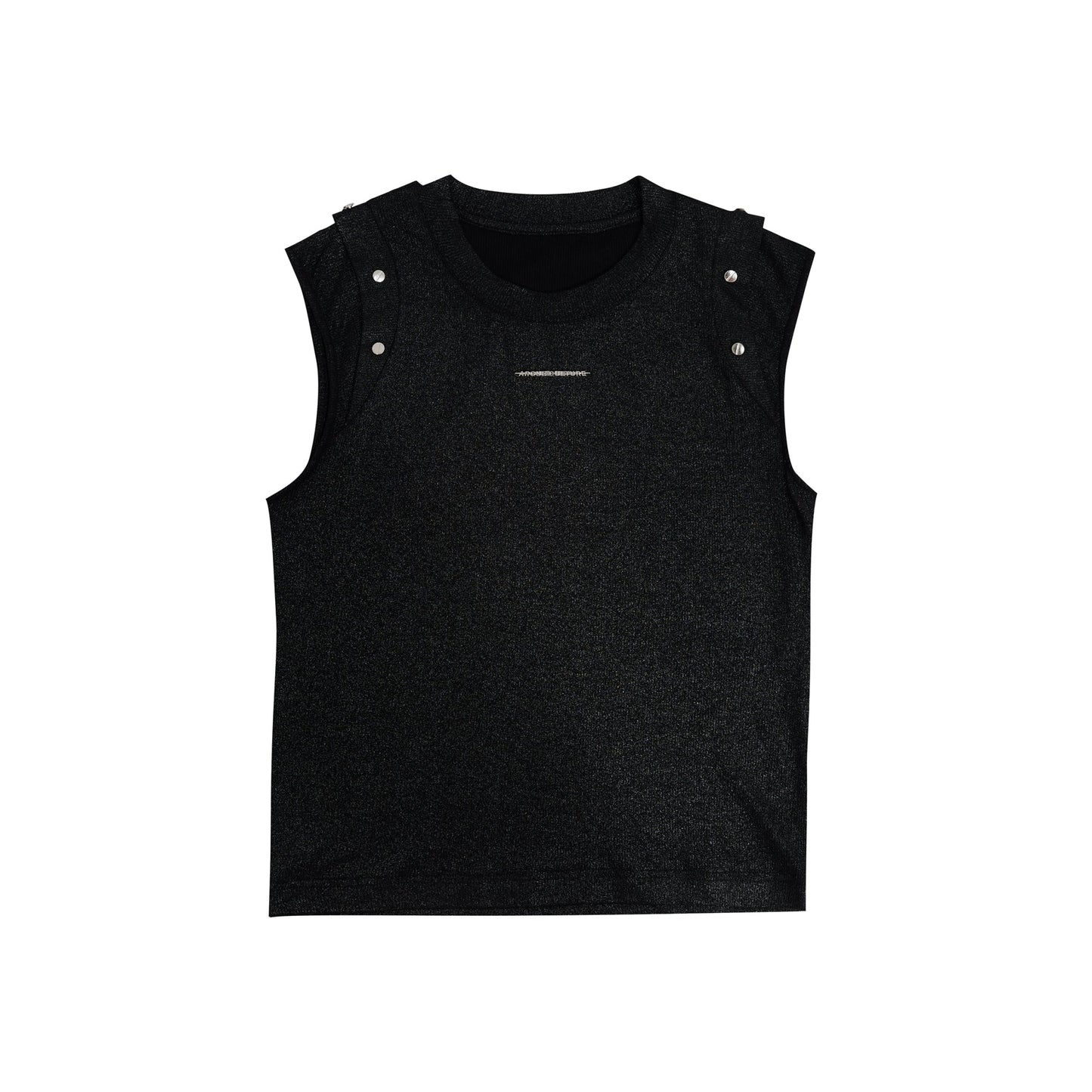 Street Hip-Hop Sheen Slim-Fit Tank Top with Sequin & Metallic Buttons