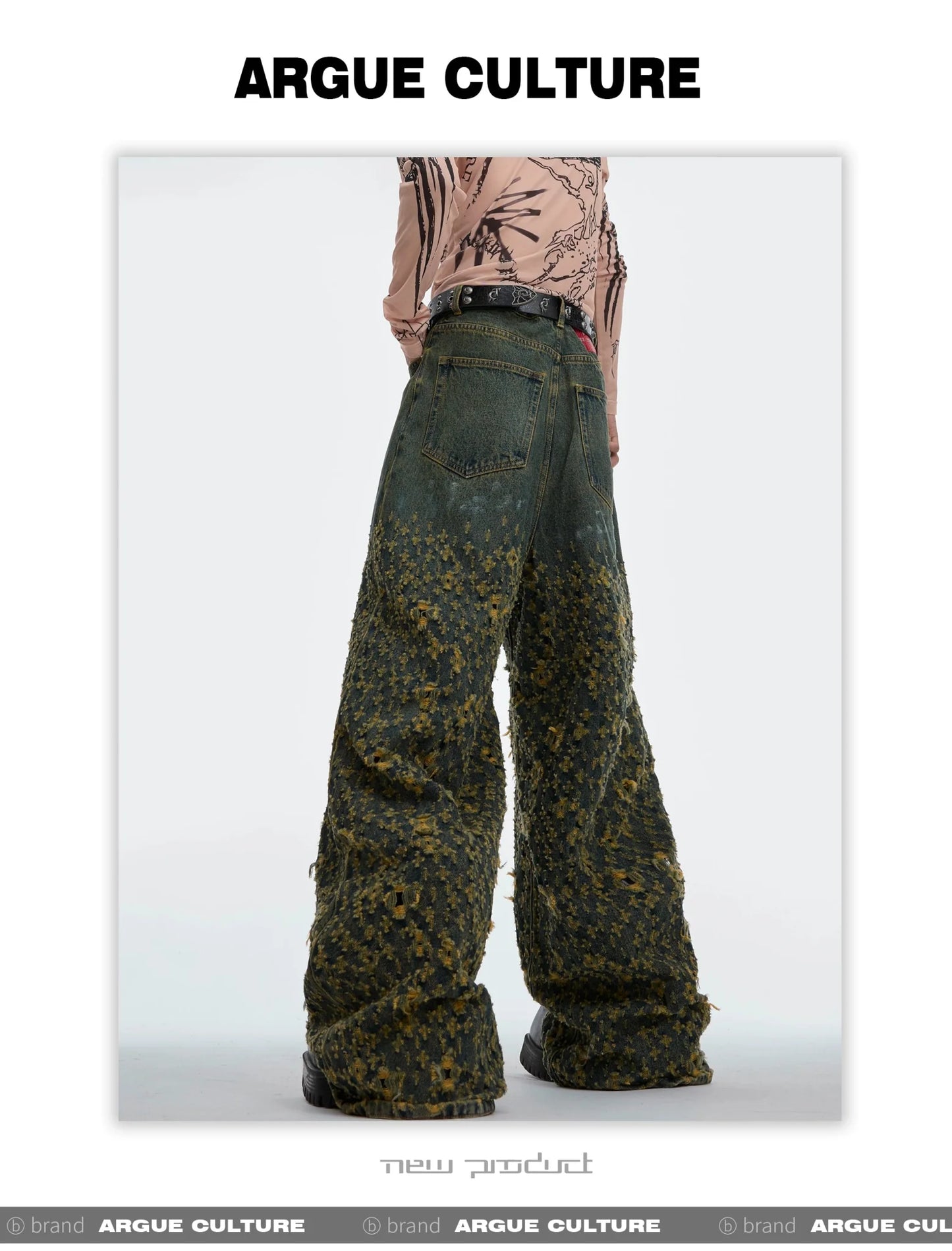 Street Vintage Distressed Ripped Straight Leg Jeans With Unique Cut