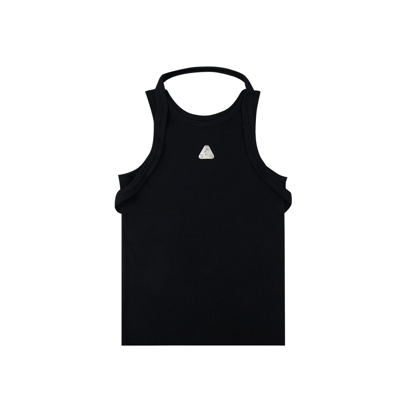 Streetwear Double-Strap Slim-Fit Tank Top with Textured & Metallic Logo