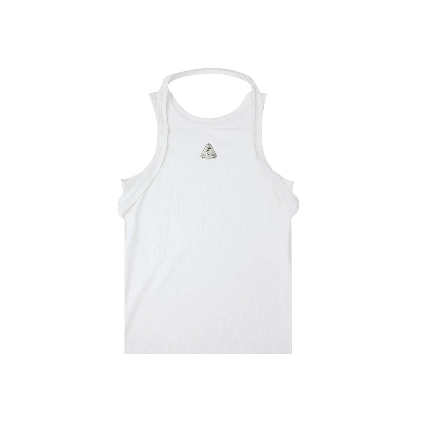 Streetwear Double-Strap Slim-Fit Tank Top with Textured & Metallic Logo