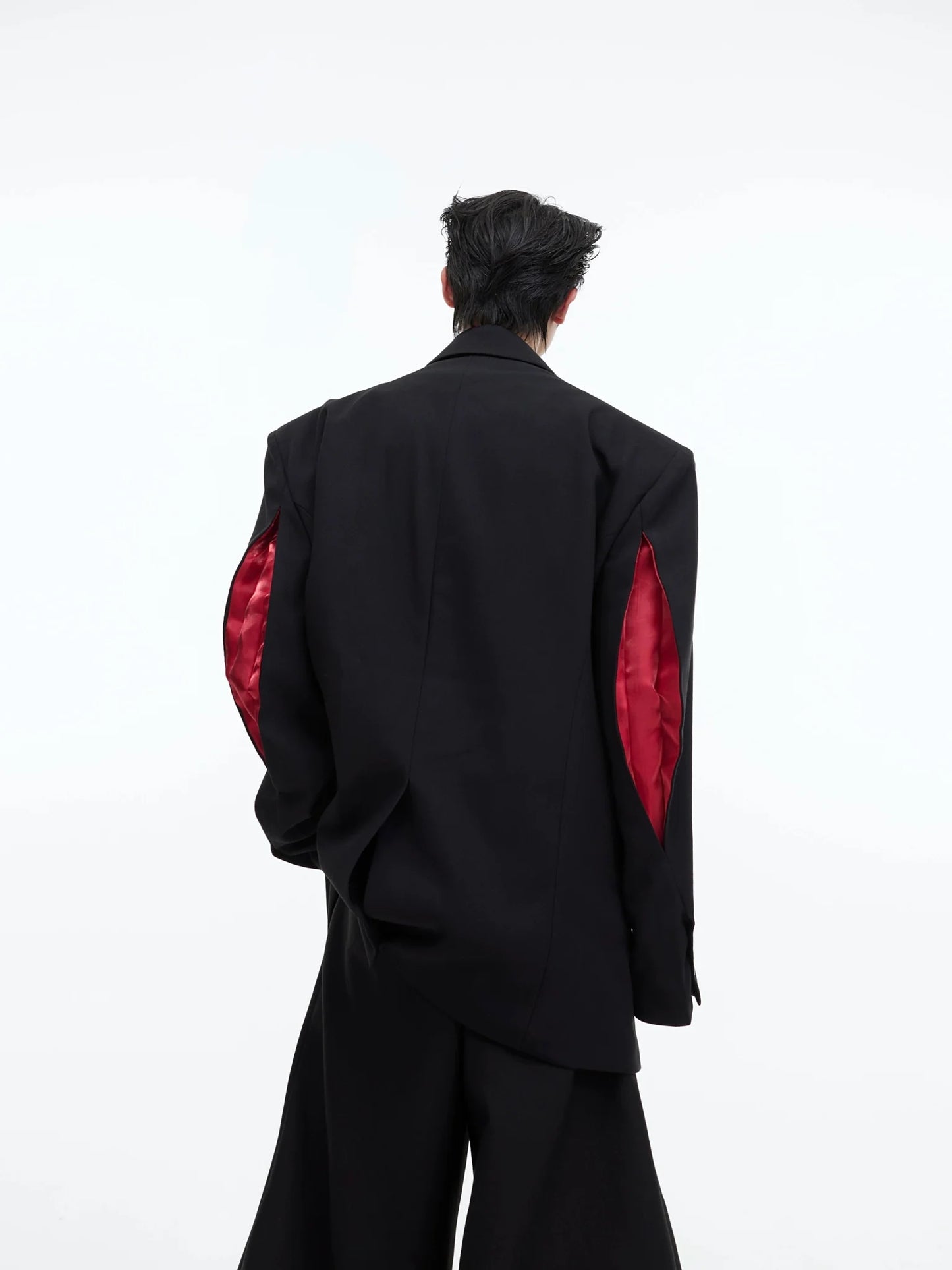 Structured Split-Design Blazer | Futuristic Contrast Jacket for Men