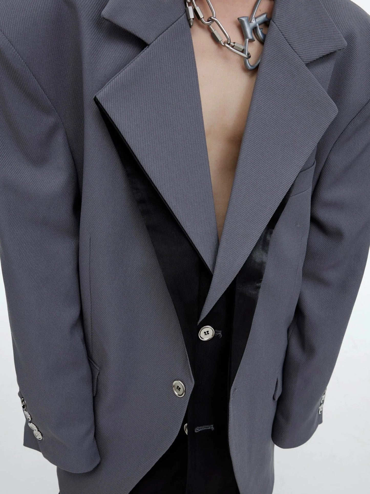 Structured Split-Design Blazer | Futuristic Contrast Jacket for Men