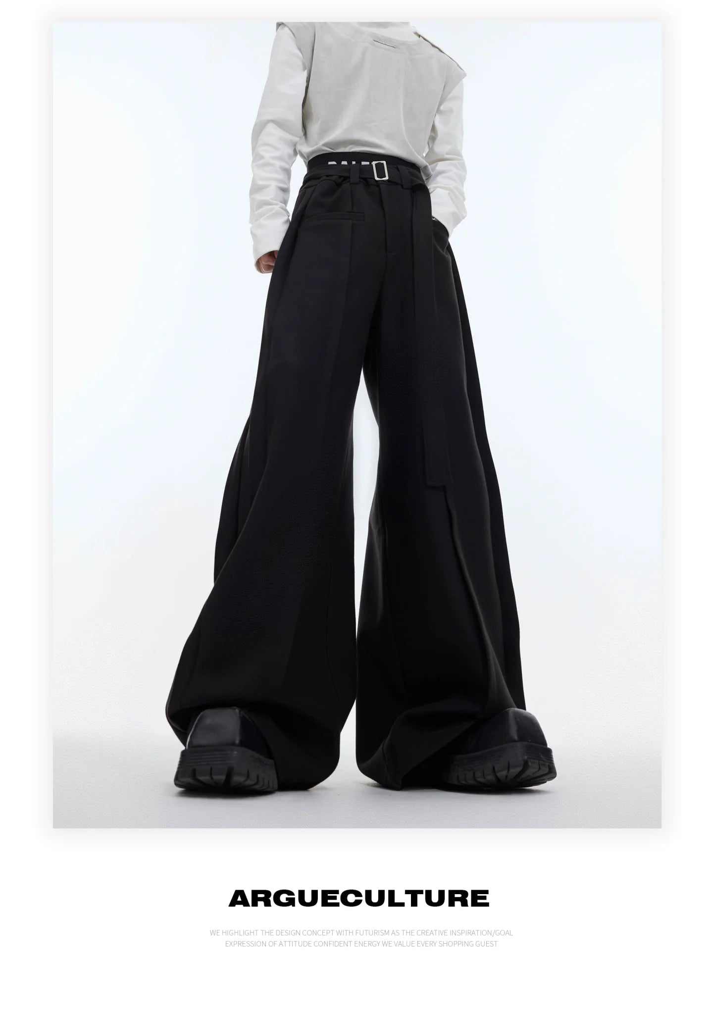 Three-Dimensional Pleated Casual Pants with Belt Design for Spring