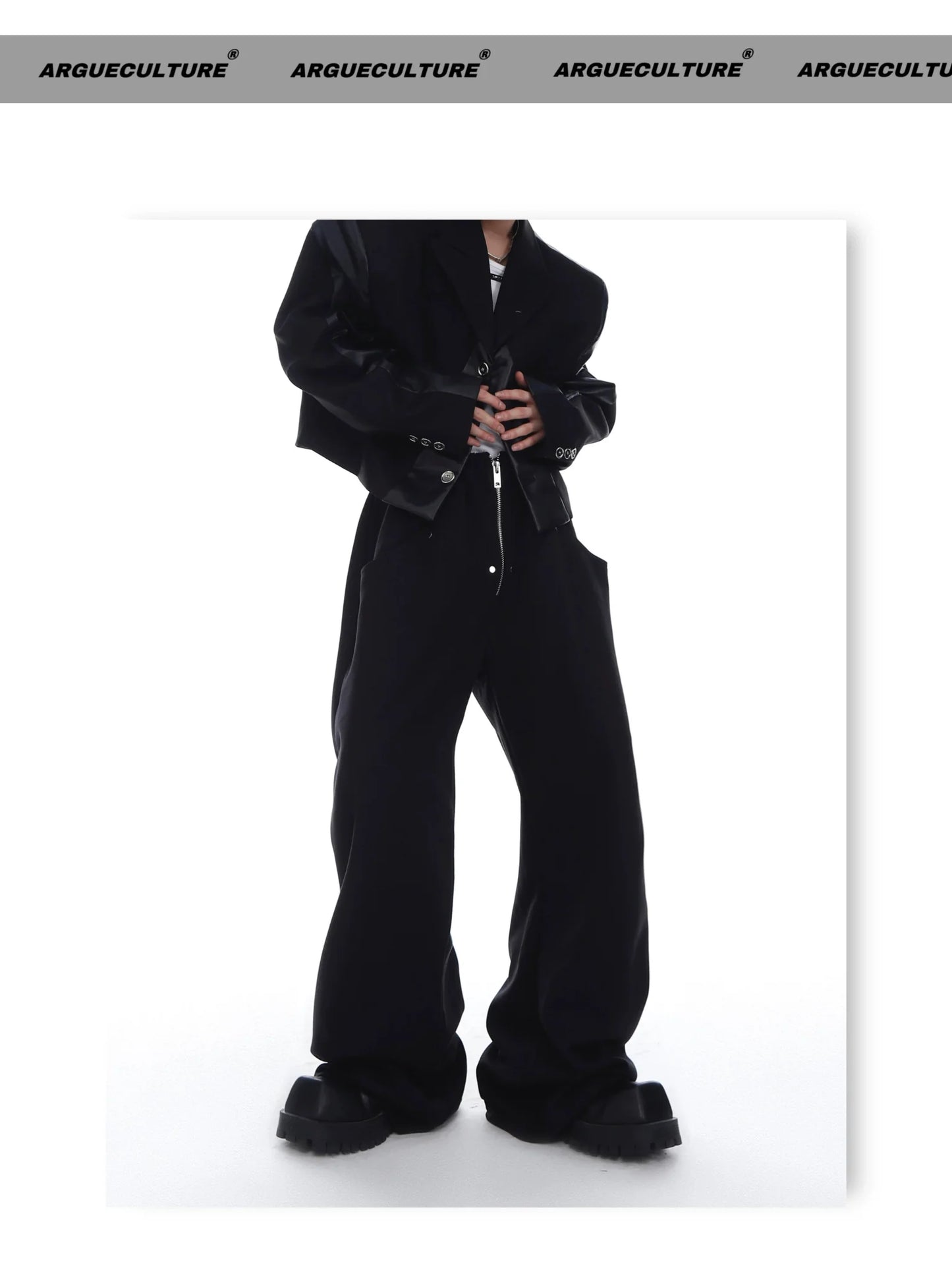 Trendy Metal Zipper Wide-Leg Sweatpants with Versatile Minimalism