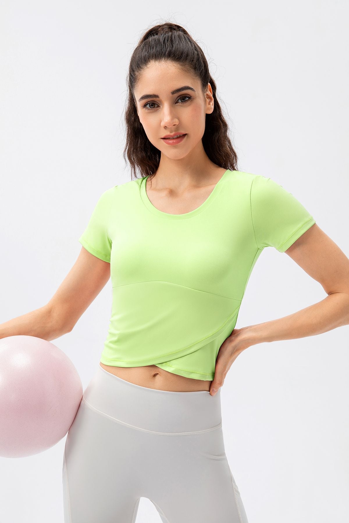 Twist Front Crop Top with Built in Bra