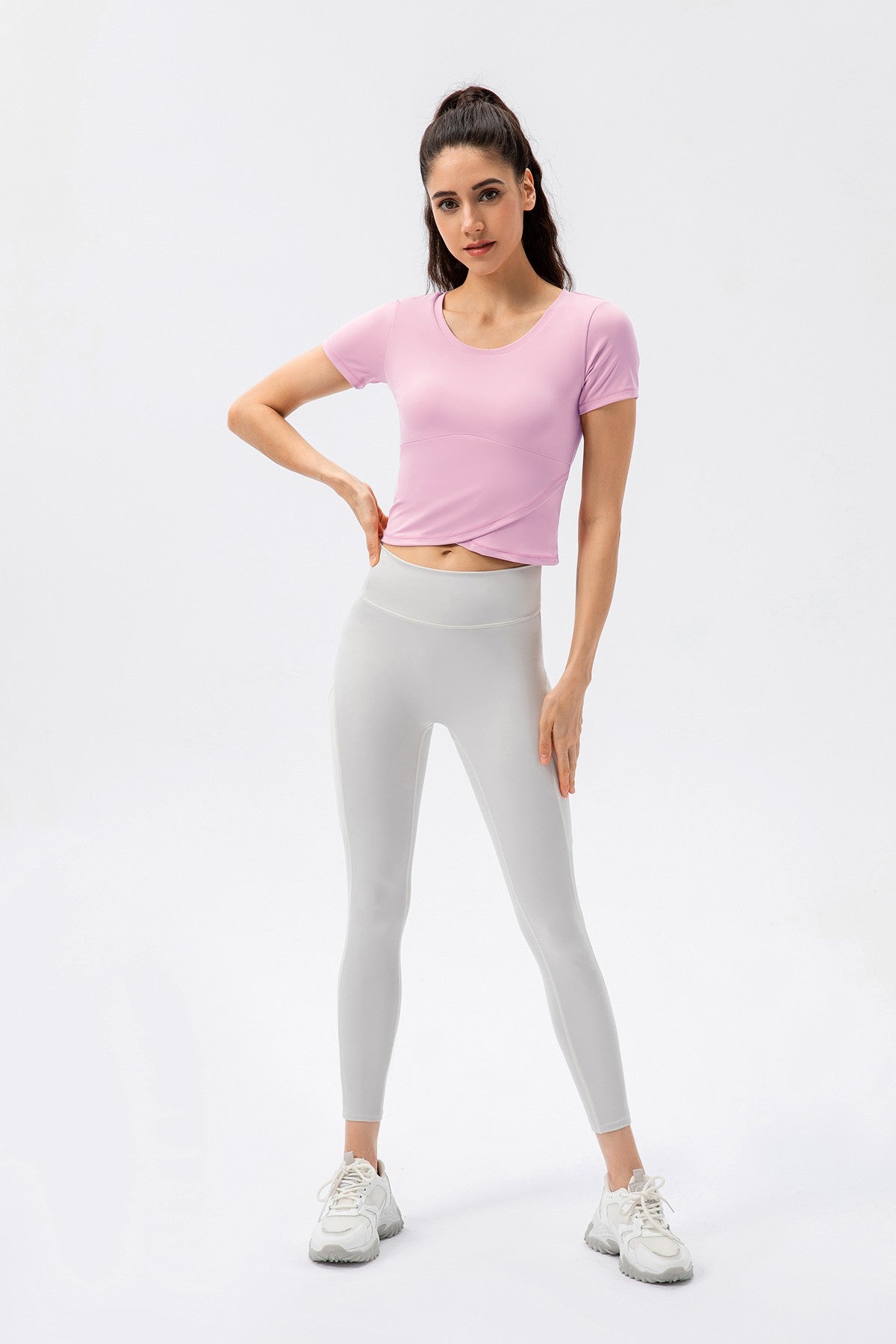 Twist Front Crop Top with Built in Bra