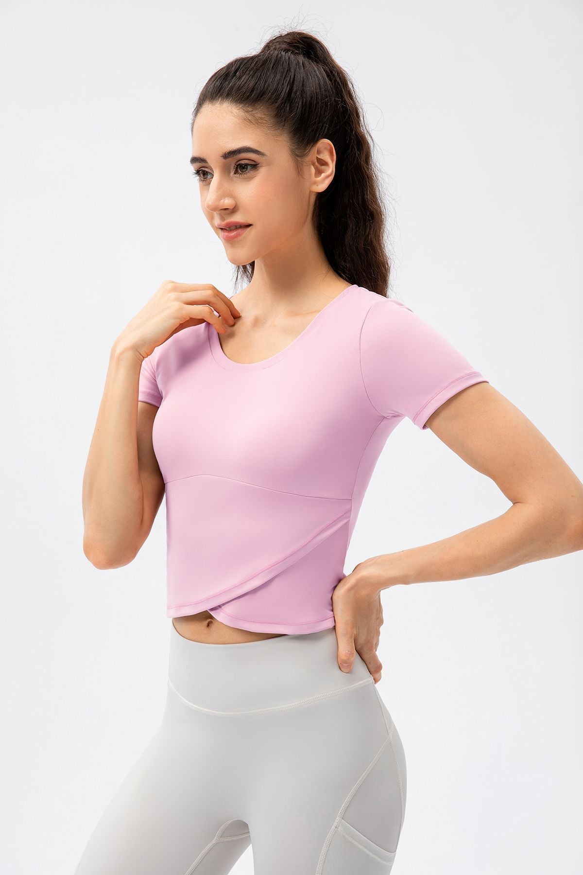 Twist Front Crop Top with Built in Bra