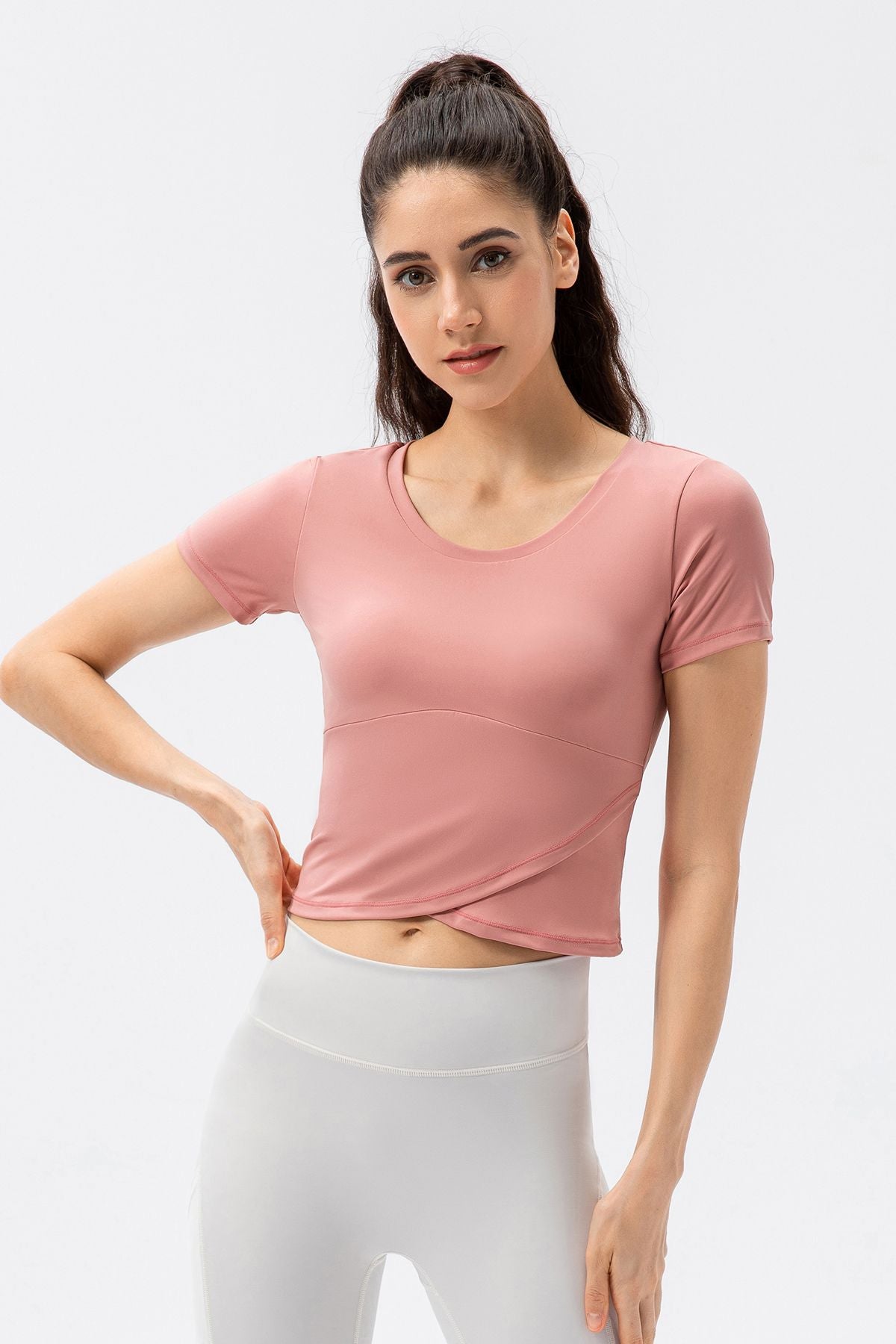 Twist Front Crop Top with Built in Bra