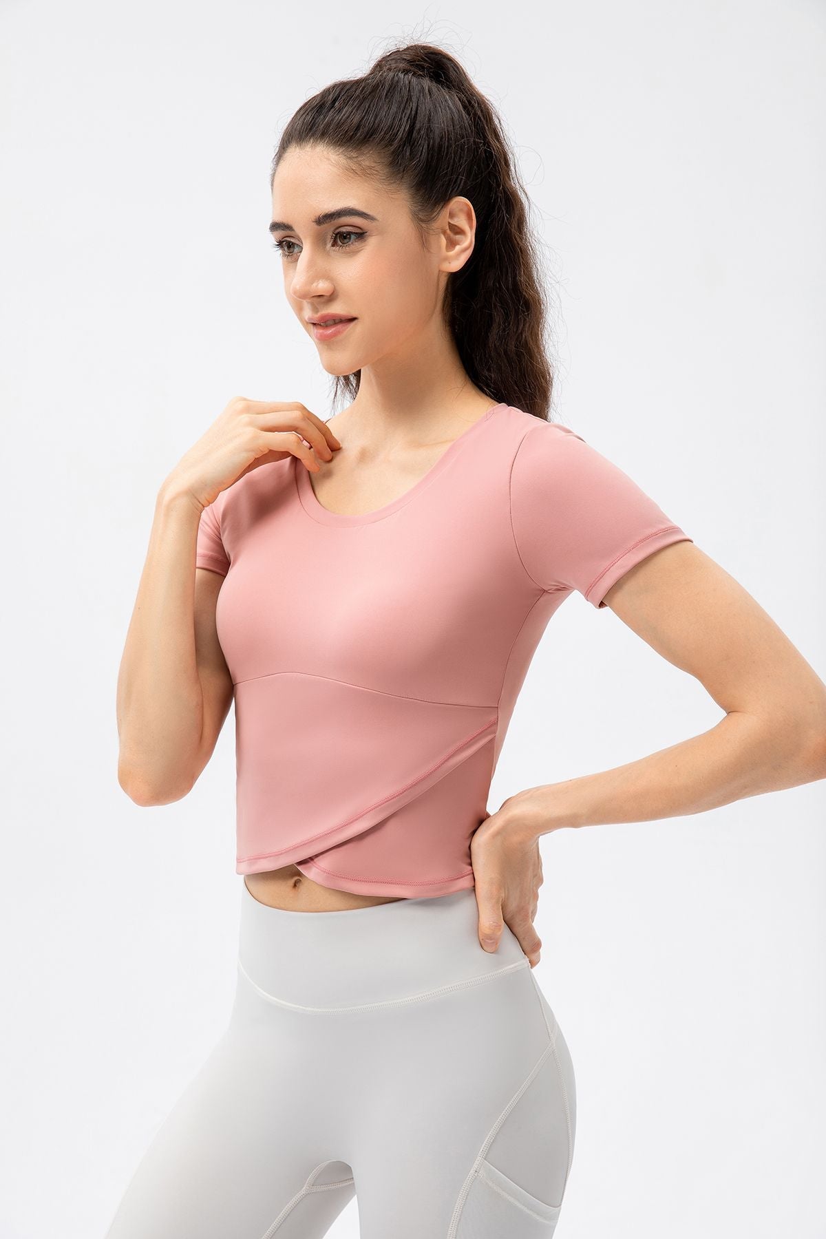 Twist Front Crop Top with Built in Bra