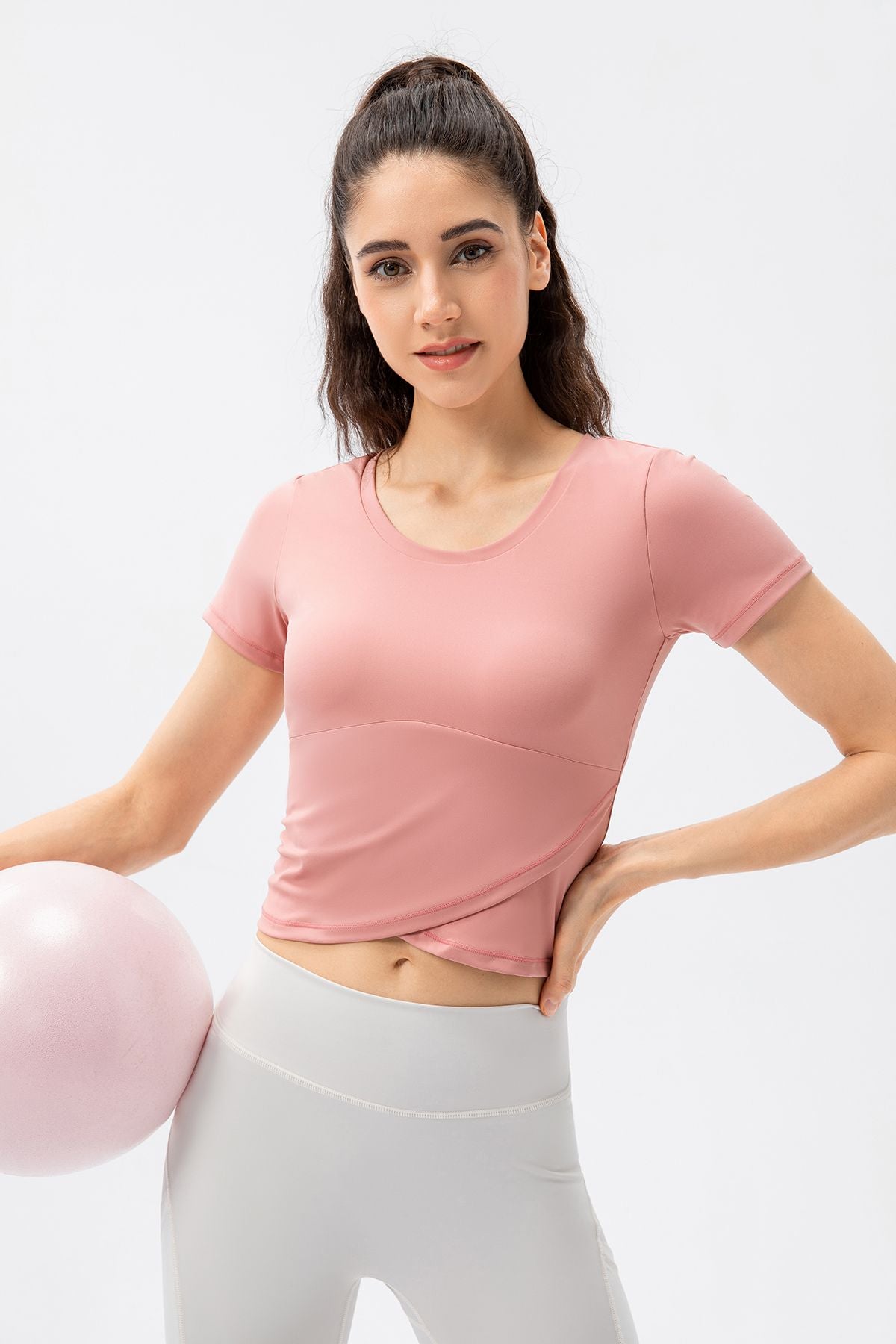 Twist Front Crop Top with Built in Bra