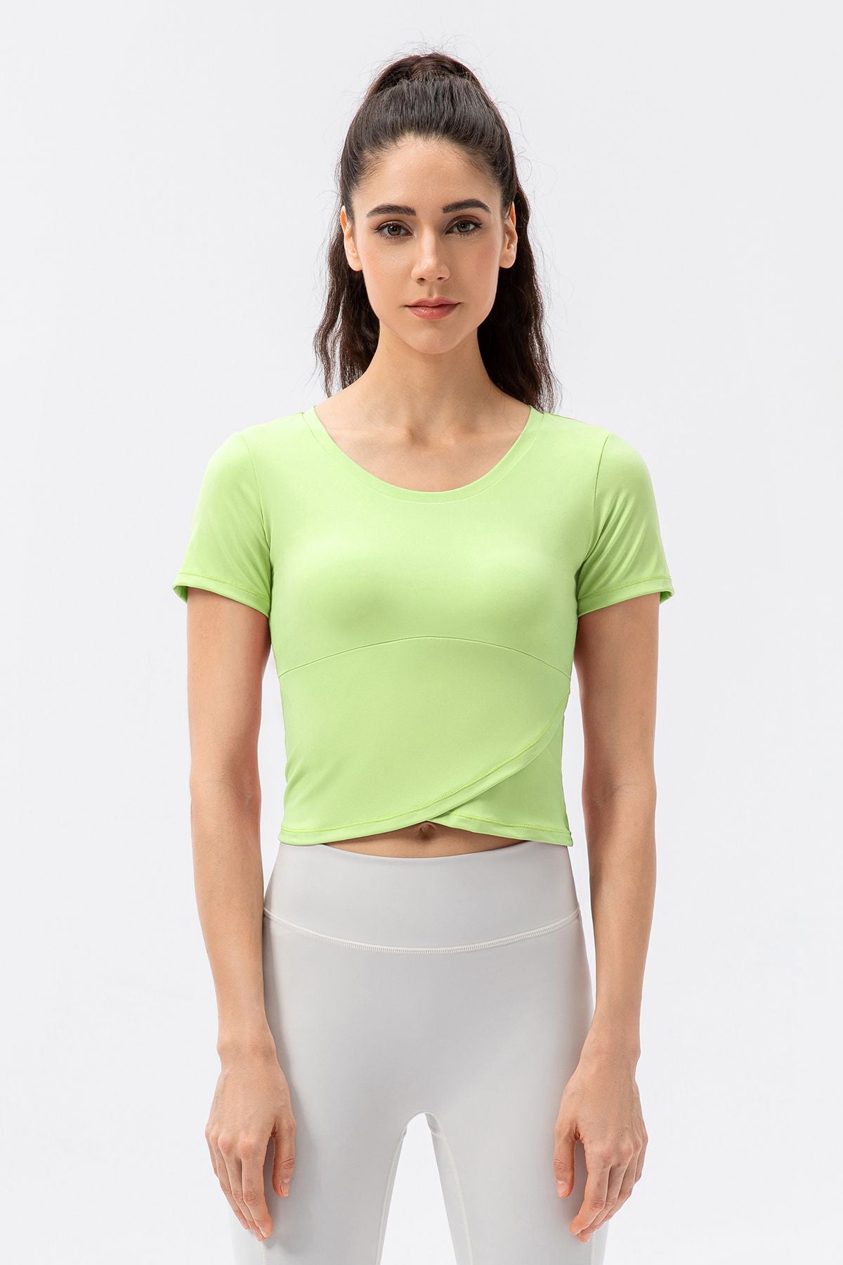 Twist Front Crop Top with Built in Bra