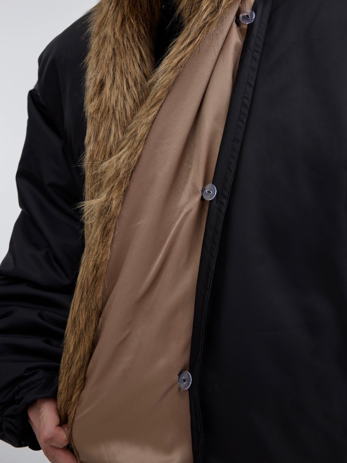 Unique Detachable Faux Fur Collar Puffer Jacket | Bold Color-Block Oversized Coat