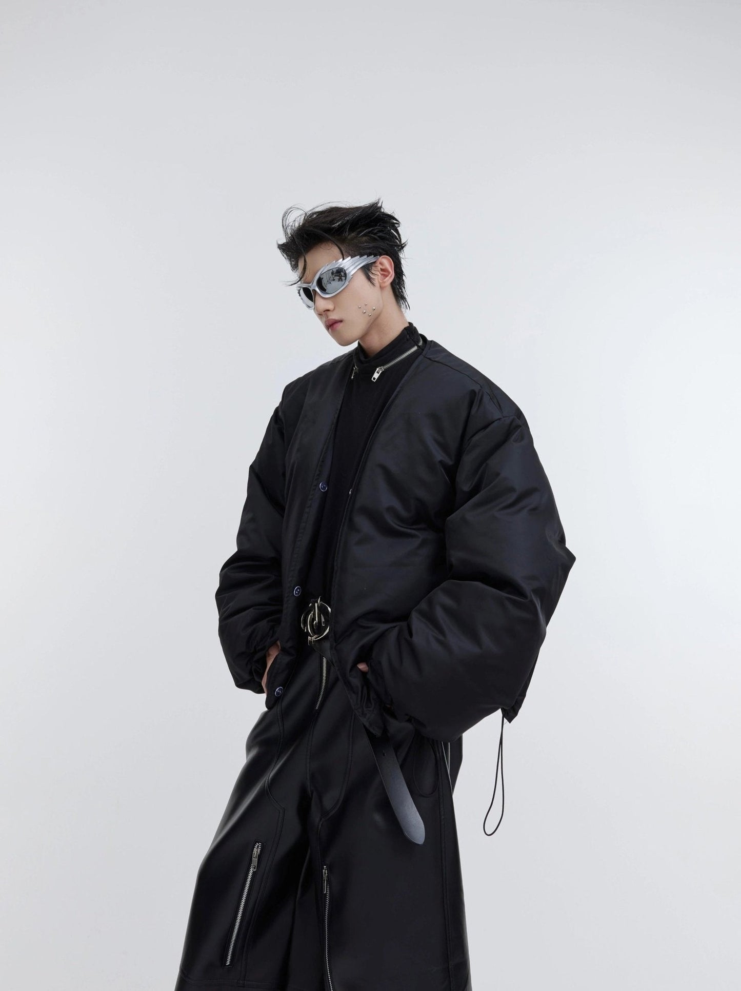 Unique Detachable Faux Fur Collar Puffer Jacket | Bold Color-Block Oversized Coat