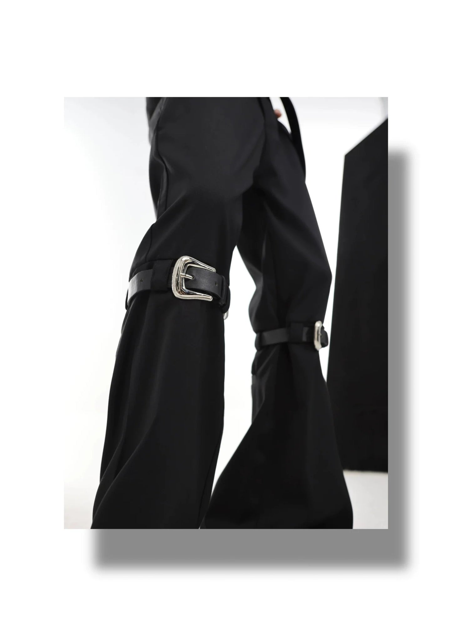 Versatile Flared Pants with Spilced Blet and Metal Button Detail